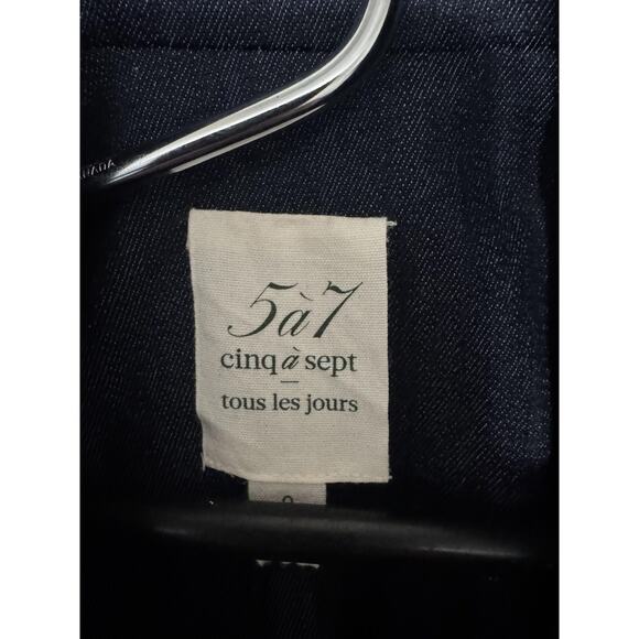 Cinq a Sept Blazer Womens 0 Blue Denim Embellished Studs Rhinestones Jacket NWT - Picture 2 of 12